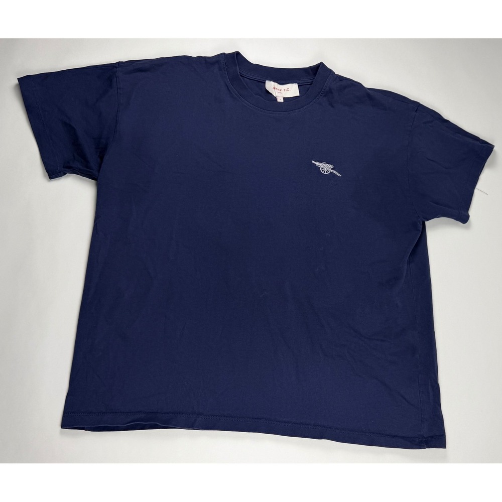 Arsenal FC London T-Shirt Mens Small Navy Blue Embroidered Cannon Logo Tee